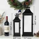 SwallowLiving Black Outdoor Lanterns Set of 2, 19.5" & 13.3" Farmhouse Large Metal Decorative Candle Lanterns with Tempered Glass for Patio, Fireplace, Table Centerpiece & Indoor Decor (No Candle)