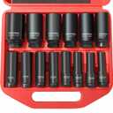 TONYNOL 1/2 Inch Deep Drive Impact Socket Set,6-Point,SAE(3/8" to 1-1/4"),14 Pcs,Cr-Mo Steel,With a Storage Case