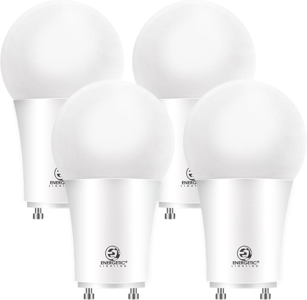 Energetic LED GU24 Light Bulb, A19 Shape 100 Watt Equivalent (11W), 3000K Warm White, 1400 Lumens High Output, Non-Dimmable, 2 Pin LED Light Bulb, ETL Listed, 4 Packs