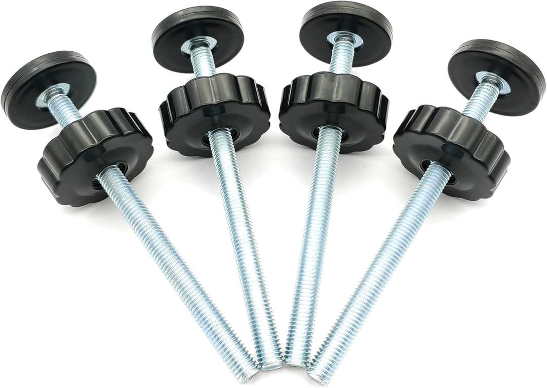 4 Pack 8MM Baby Gate Threaded Spindle Rod, Replacement Hardware Parts Kit for Pet & Dog Pressure Mounted Safety Gates - Extra Long Wall Mounting Accessories Screws Rods Adapter Bolts Black