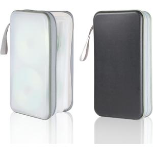 CD Case DVD Storage 2 Pack,100 Capacity DVD Cases Holder CD Storage Case Holders Plastic CD DVD Disc Case Storage Wallet Binder for Car Home Office Travel (Black&Clear)