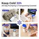 Portable Breast Milk Cooler, 4 Ice Rings, 360Cooling with Vacuum Lid, Safe Chill for 30H+, 22oz Large Capacity with 2 Bottles, Rapid Chill to 40, Extra Wide Opening, Ideal for Work & Travel