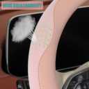 Nappa Leather Pink D Shape Steering Wheel Cover, Advanced Microfiber Leather Non-Slip Breathable Fabric, Warm in Winter and Cool in Summer, Universal 15 inch