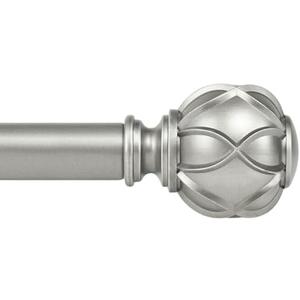 KAMANINA Silver Curtain Rods for Windows 72 to 144 Inches (6-12ft) Long Heavy Duty Curtain Rods, 7/8 Inch Adjustable Drapery Rods with Decorative Netted Texture Finials