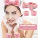 OULIGET 9 Pcs Skincare Headband Set,Include Shampoo Brush,Bath Caps,Flower Hair Clips,Scrunchies,Headbands Wristband, Facial Cleansing Brushes,Headband Set for Face Washing Spa