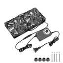Dual 120mm High CFM Computer Fans with AC Plug, AC 110V - 240V Variable Speed Fan, Cooling for Server Closet Cabinet Mining Machine Chassis Workstation