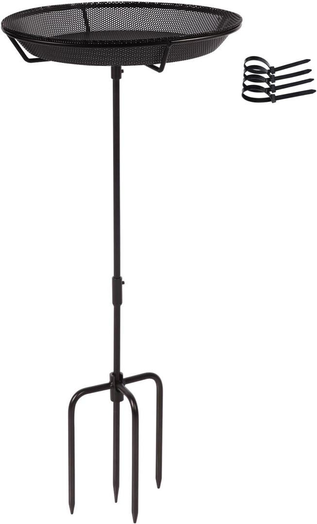 HRAYLTOP Standing Bird Feeder Bowl with 29.1 inch Iron Stand - Detachable Outdoor Decor for Garden Backyard Patio and Deck - Perfect for Attracting Birds