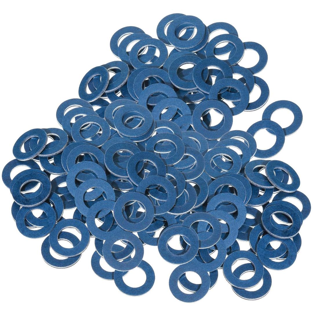 Mudder 100 Pieces Aluminum Engine Transmission Fluid Oil Crush Washers Drain Plug Gaskets, Compatible with Toyota, Scion Part 90430-12031