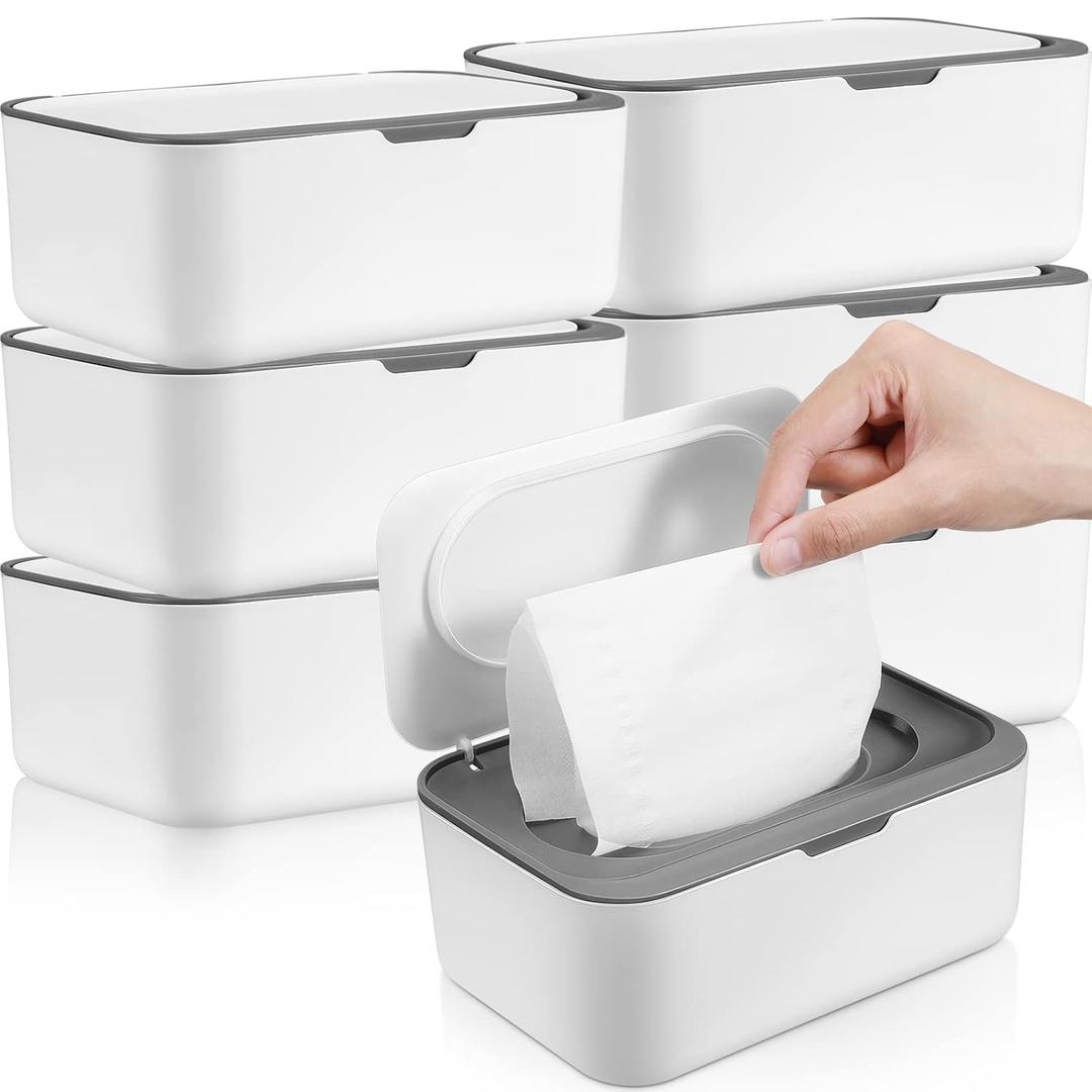 6 Pack Baby Wipes Dispenser Wipe Holder with Lids Refillable Container with Sealing Design Keeps Fresh Easy Open and Close for Bathroom Baby Nursery(Dark Gray) 6 Pack Baby Wipes Dispenser Wipe Holder with Lids Refillable Container with Sealing Design Keeps Fresh Easy Open and Close for Bathroom Baby Nursery(Dark Gray)