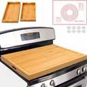 Bamboo Stove Top Cover Set with Handles, 30 x 22 in Noodle Board for Gas & Electric Stove, Reversible Cutting Board for Extra Counter Space, Silicone Pastry Mat and 2 Serving Trays
