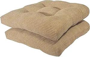 Arlee Chair Cushions for Dining Chairs, Set of 2 - Memory Foam Chair Pads, Non-Skid Backing - Durable Thick Seat Cushions for Kitchen, Office, Patio, 16" L x 16" W  Biege