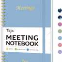 Meeting Notebook for Work Organization - Work Planner Notebook with Action Items, Agenda Planner for Note Taking, 160 Pages (6.9" X 9.9") Project Organizer for Men & Women - Sky Blue