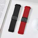 Braided Bands Compatible with Samsung Galaxy Watch Band 7 6 5 4 FE & 6 4 Classic & 5 Pro & Active 2, 20mm Stretchy Sport Band for Smaung Watch 47mm 46mm 45mm 44mm 43mm 42mm 40mm (Black/Red)