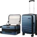 LUGGEX Carry On Luggage Top Opening, FLT Expandable Polycarbonate Hard Shell Suitcase with Wheels (FX-Lite, Blue, 20 Inch, 36L-41L)