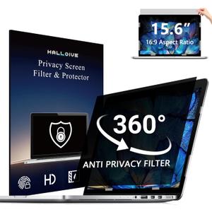 4-Way Laptop Privacy Screen Shield 15.6 Inch, Removable 16:9 Aspect 360° Privacy Filter Screen Protector for 15.6 Inch Laptop Computer, Anti Glare Blue Light Slide Mount Tabs Cover for Generic Laptop