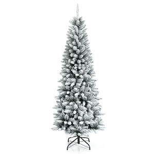 6.5-ft Pencil Flocked White Artificial Christmas Tree