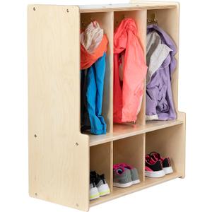 3-Section Coat Locker with Bench & Cubby Storage, Backpack Organizer, Coat Cubbies Storage for Kids & Toddlers, Ideal for Home, School, Daycare