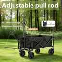 Folding Beach Wagon 420lbs Heavy Duty Collapsible Wagon Cart with 360 Swivel Wheels&Front Pocket, for Grocery,Shopping,Outdoor&Camping