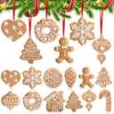 12 Pcs Gingerbread Cookie Ornaments, Funny Christmas Tree Cookie Decorations, Xmas Tree Snowflake Gingerbread Shaped Ornament for Xmas Winter Holiday Crafts Decor Indoor