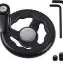 0.47x4inch Diameter Round Hand Wheel W Revolving Knob Handle for Mill Drillpress Crank Lathe