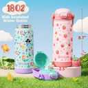 Fimibuke Kids Insulated Water Bottle with Straw Lid & Handle - 18oz BPA FREE 18/8 Stainless Steel Metal Tumbler Leak Proof Double Wall Vacuum Kids Cup Toddler Water Bottle for School Boys Girls