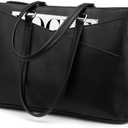 LOVEVOOK Laptop Tote Bag for Women 15.6 Inch Waterproof Leather Computer Bags Business Office Work Briefcase Black