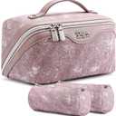 BOYATU Travel Makeup Bag Cosmetic Bags for Women: 3 Sets Large Capacity Make up Bag - Portable Toiletry Bags with Handle for Women (F-2-Purple)