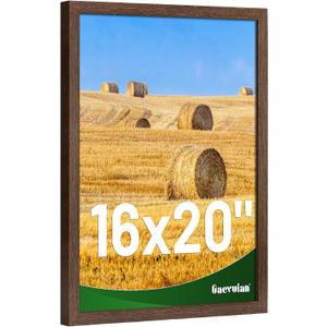 16x20 frames, Distressed Farmhouse Wood Pattern picture frames 16x20,Display with Plexiglass, Horizontal and Vertical 20x16 picture frame, Wall Mount Decor, Walnut, 1 Pack