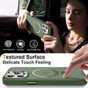 Magnetic for iPhone 15 Pro Max Case with Ring Stand, [10 FT Drop Protection] [Velvety Touch] Slim Translucent Matte Back Shockproof Phone Case for iPhone 15 Pro Max 6.7'', Midnight Green