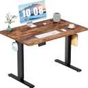 DUMOS 40 Inch Electric Standing Desk Height Adjustable, Sit to Stand Up Computer Workstations Work PC Table Home Office Study Writing Gaming Desks with Memory Presets for Walking Pad, Bedroom, Rustic