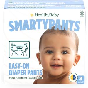 HealthyBaby Size 3 Pull Up Style Training Pants (54 Count) Easy Pull-On & Tear-Away Design for Potty Training Leak Protection for Active Toddlers EWG-Verified Safe, Plant-Based