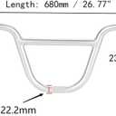 BMX Handlebar 22.2mm Bike Riser Handlebar, Length 680mm, Bicycle Handle Bars Aluminum Alloy Silver