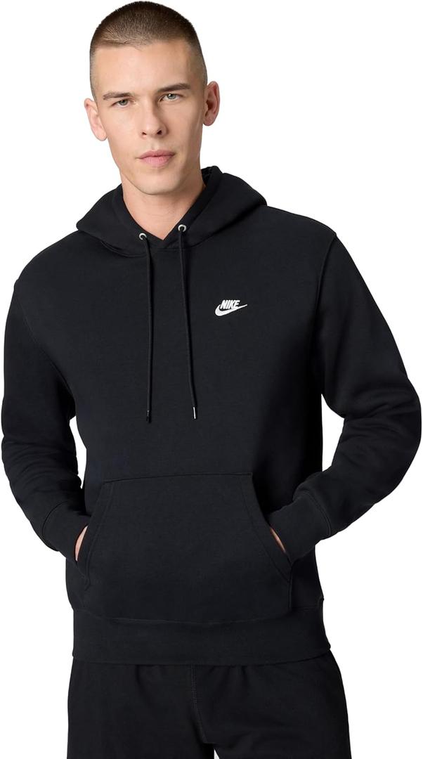 Nike Men's Club Pullover Fleece Hoodie (XX-Large, Black/Black/White)