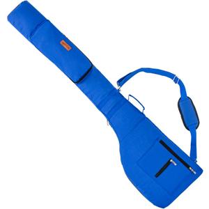 AKOZLIN Portable Golf Club Carry Bag, Foldable Small Golf Bag Holds 8-10 Clubs, Lightweight Sunday Golf Bag with Shoulder Strap for Men Women Kids Black (Blue)