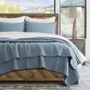 EVERGRACE x Kinsey Walsh Cross Stitch Pre-Washed Cotton Quilt Bedding Set Queen Size, Oversized 1 Pieces Lightweight Bedspread Coverlet for All Season, Dusty Blue, 92"x96"