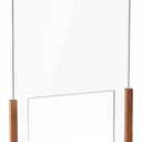 Cinnvoice Wood Acrylic Sneeze Guard for Counter with Passthrough, 24" x 16" Freestanding Desk Divider for Cashier, Office, Restaurant & Reception, Protective Shield Barrier with Transaction Window
