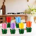 Yuntau 6pcs Spring Tulips Wood Signs Rustic Farmhouse Tulip Flowers Table Decoration Retro Tulip Table Centerpiece Tiered Tray Decor Multicolor Tulips Floral Block Tabletop Signs Home Decor(Vibrant)