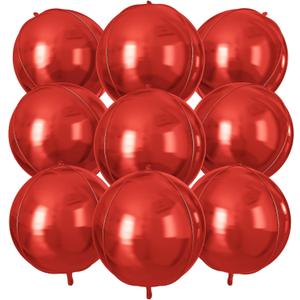 Red Round Foil Balloons 9 pcs,Red Giant 4D Round Balloons 22 Inch for Wedding Graduation Valentine's Birthday Party Decorations