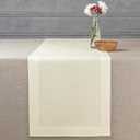 D'Moksha Homes Linen Ivory Table Runner 90 Inches Long - 100% Pure Linen 14 x 90 Inch Table Runner for Dining, Mothers Day, Spring - Machine Washable