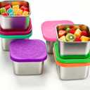 6Pack 6oz Stainless Steel Snack Containers for Kids, Leak Proof Easy Open Snack Containers with Lids, Metal Toddler Lunch Box for Oat,Crackers,Nuts,Candy