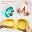 Silicone Foldable Novelty Dinner Plates, Baby Plates Travel Essential with Forks and Spoons, Microwave & Dishwasher Safe, Watermelon