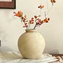 TDIAVH Rustic Farmhouse Ceramic Vase, 7.9 Inch, Beige