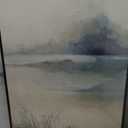 Large Framed Abstract Nature Landscape Wall Art for Living Room, 3 Piece Blue Watercolor Canvas Prints Paintings Artwork for Walls, Misty Lake Mountain Pictures for Hallway Office Wall Decor 24x36 In