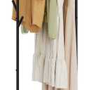 Modern Bamboo Coat Rack, Freestanding with 2 Shelves, 5 Hooks, Rotating Design, Heavy Duty Stand for Entryway, Living Room, 72x24x24 Inches (Black)