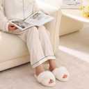Evshine Women's Fuzzy Slippers Cross Band Memory Foam House Slippers Open Toe, 38-39