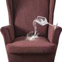 Waterproof Wingback Chair Cover, Stretch Jacquard Wing Chair Slipcovers 2 Piece, Wingback Armchair Sofa Slipcover Super Soft Fabric Furniture Protector with Elastic Bottom for Living Room Bedroom