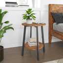 sthmec Side Table, Small Round End Table with Storage Shelf for Small Space, 2-Tier Bedside Table Sofa Couch Table, Round Accent Table Nighstands for Living Room, Bedroom, Rustic Brown