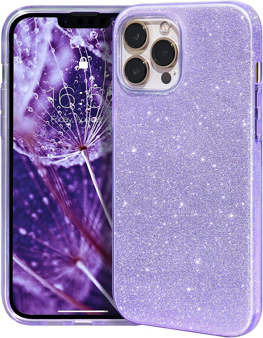MATEPROX Compatible with iPhone 13 Pro case Bling Sparkle Cute Girls Women Protective Cover for iPhone 13 Pro 6.1" 2021(Purple)