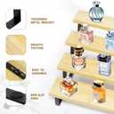 3 x Bamboo Display Risers, 4 Tier Cologne Stand Perfume Organizer for Men, Large Cupcake Dessert Shelf for Party, Riser Stand for Decoration and Organizer, Party, Makeup, Figures, Cupcake