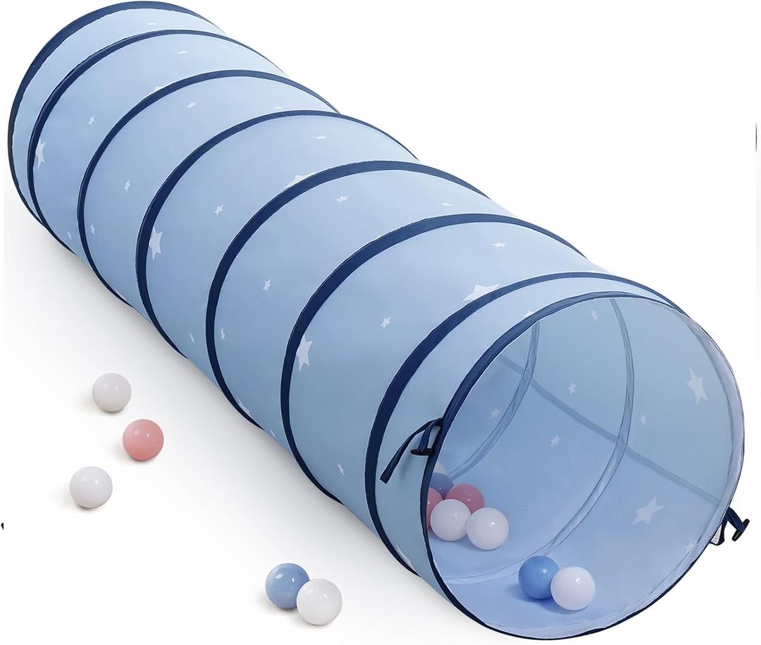 SweHouse Peachskin Fabric Tunnel for Toddlers: 69" x 18" Baby Crawl Tunnel - Indoor & Outdoor Toys for Toddlers - Birthday Gift for Boys & Girls - Obstacle Training for Dogs